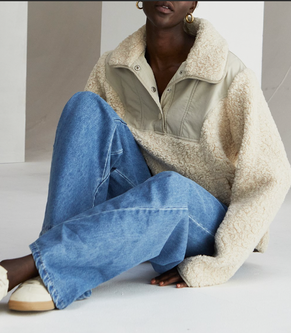 Teddy bear sherpa pullover sale