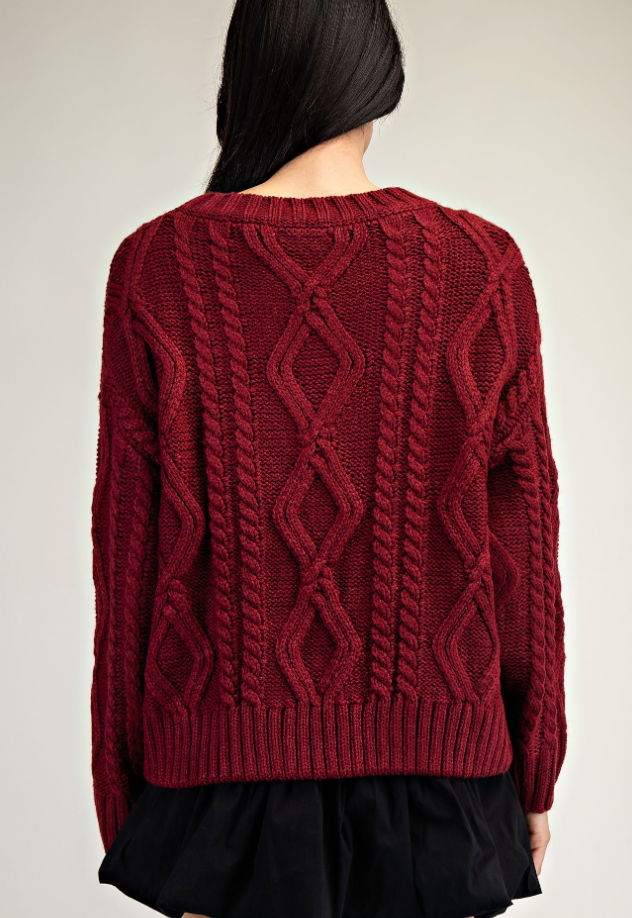 Wine Cable Sweater