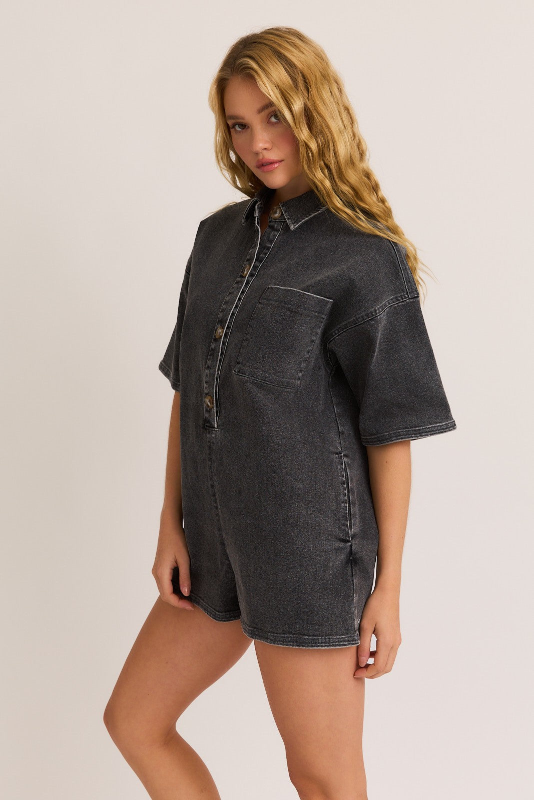 Black Denim Romper