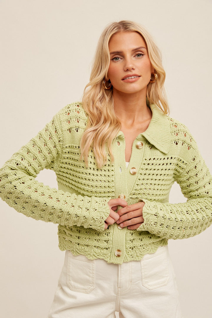 Lime Scalloped Sweater